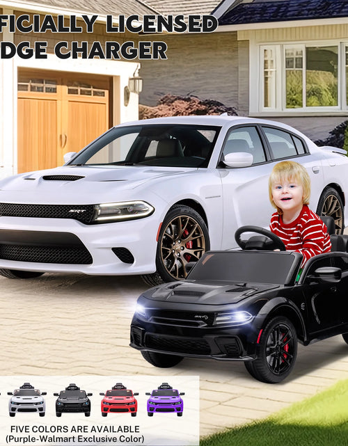 Load image into Gallery viewer, Dodge Electric Ride on Cars for Kids, 12 V Licensed Dodge Charger SRT Powered Ride on Toys Cars with Parent Remote Control, Electric Car for Girls 3-5 W/Music Player/Led Headlights/Safety Belt, Black
