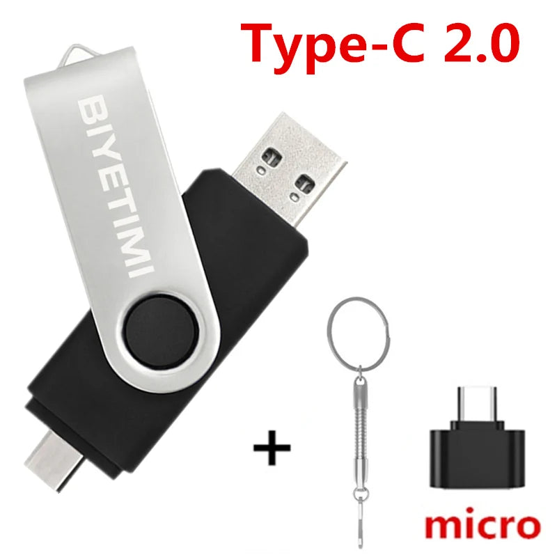 Type C  Usb Flash Drives 2.0 128Gb Pendrive 64Gb Флэш-Накопител Stick 32G 16Gb Type-C Pen Drive 4G for Phone PC Gift