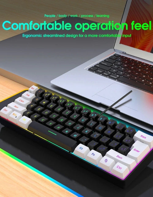 Load image into Gallery viewer, Gaming Keyboard, Quiet Computer Keyboard USB 61-Key Gaming Keypad Ergonomic Streamlined Design Keyboard
