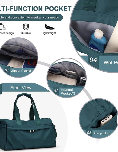 Load image into Gallery viewer, Sports Gym Bag Duffle Bag Gym Bag Womens Mens with Shoes Compartment and Dry Wet Separated, Weekend Travel Bag Overnight Bag for Women, Waterproof Holdall Hospital Bag for Swimming, Peacock Blue
