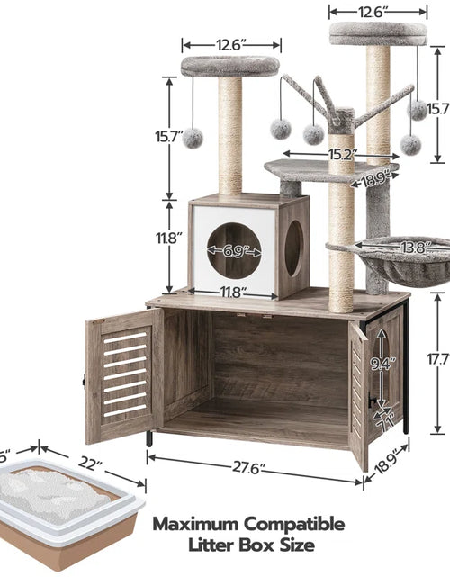 Load image into Gallery viewer, Burslem 52&#39;&#39; Cat Tree with Litter Box Enclosure
