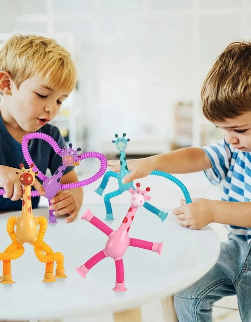 Load image into Gallery viewer, 4 Pack Telescopic Suction Cup Giraffe Toy Sensory Tubes for Boys Girls Autistic Travel Toys for Christmas Gift
