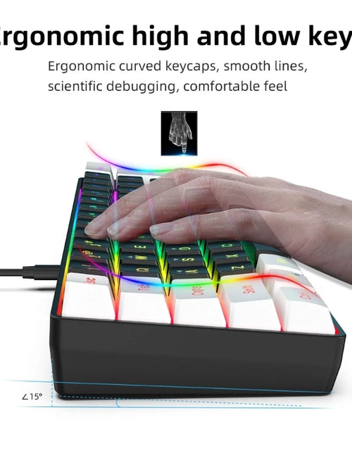 Load image into Gallery viewer, Gaming Keyboard, Quiet Computer Keyboard USB 61-Key Gaming Keypad Ergonomic Streamlined Design Keyboard
