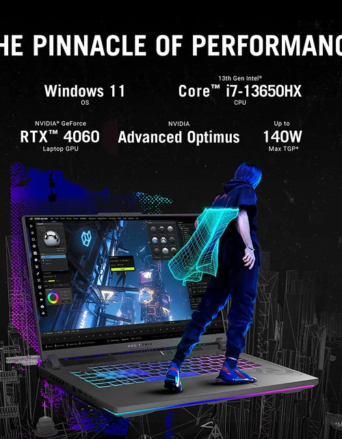 Load image into Gallery viewer, ROG Strix G16 (2023) Gaming Laptop, 16 16:10 FHD 165Hz, Geforce RTX 4060, Intel Core I7-13650Hx, 16GB DDR5, 512GB Pcie SSD, Wi-Fi 6E, Windows 11, G614JV-AS73
