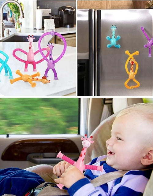 Load image into Gallery viewer, 4 Pack Telescopic Suction Cup Giraffe Toy Sensory Tubes for Boys Girls Autistic Travel Toys for Christmas Gift
