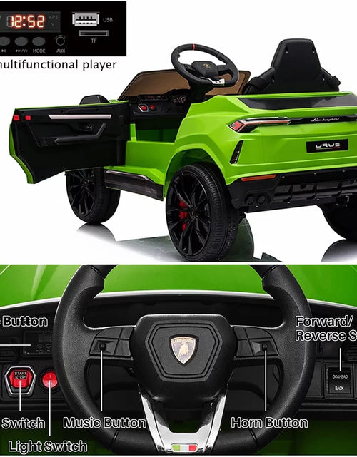 Load image into Gallery viewer, Lamborghini Urus 12V Electric Powered Ride on Car Toys for Girls Boys, Black Kids Electric Vehicles Ride on Toys with Remote Control, Foot Pedal, MP3 Player and LED Headlights, CL61
