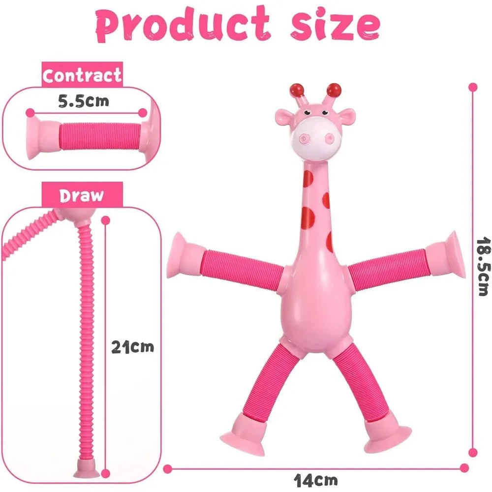 4 Pack Telescopic Suction Cup Giraffe Toy Sensory Tubes for Boys Girls Autistic Travel Toys for Christmas Gift