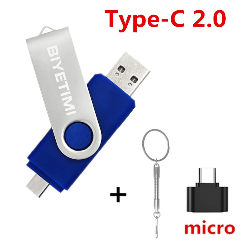 Type C  Usb Flash Drives 2.0 128Gb Pendrive 64Gb Флэш-Накопител Stick 32G 16Gb Type-C Pen Drive 4G for Phone PC Gift