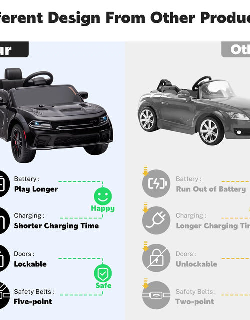 Load image into Gallery viewer, Dodge Electric Ride on Cars for Kids, 12 V Licensed Dodge Charger SRT Powered Ride on Toys Cars with Parent Remote Control, Electric Car for Girls 3-5 W/Music Player/Led Headlights/Safety Belt, Black
