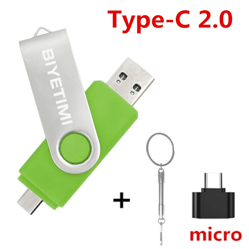 Type C  Usb Flash Drives 2.0 128Gb Pendrive 64Gb Флэш-Накопител Stick 32G 16Gb Type-C Pen Drive 4G for Phone PC Gift