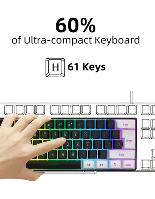 Load image into Gallery viewer, Gaming Keyboard, Quiet Computer Keyboard USB 61-Key Gaming Keypad Ergonomic Streamlined Design Keyboard
