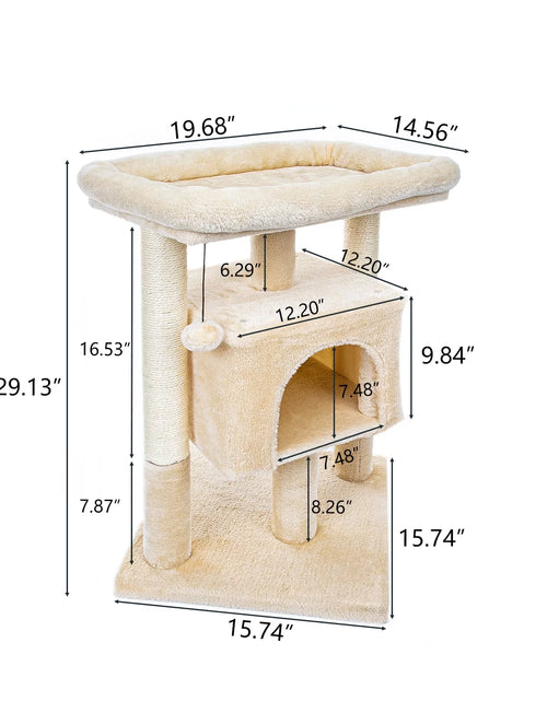 Load image into Gallery viewer, 29&quot; Cat Tree Tower for Indoor Cats Cat Condo with Sisal Scratching Posts, Plush Perch, Cat Bed Furniture, Beige
