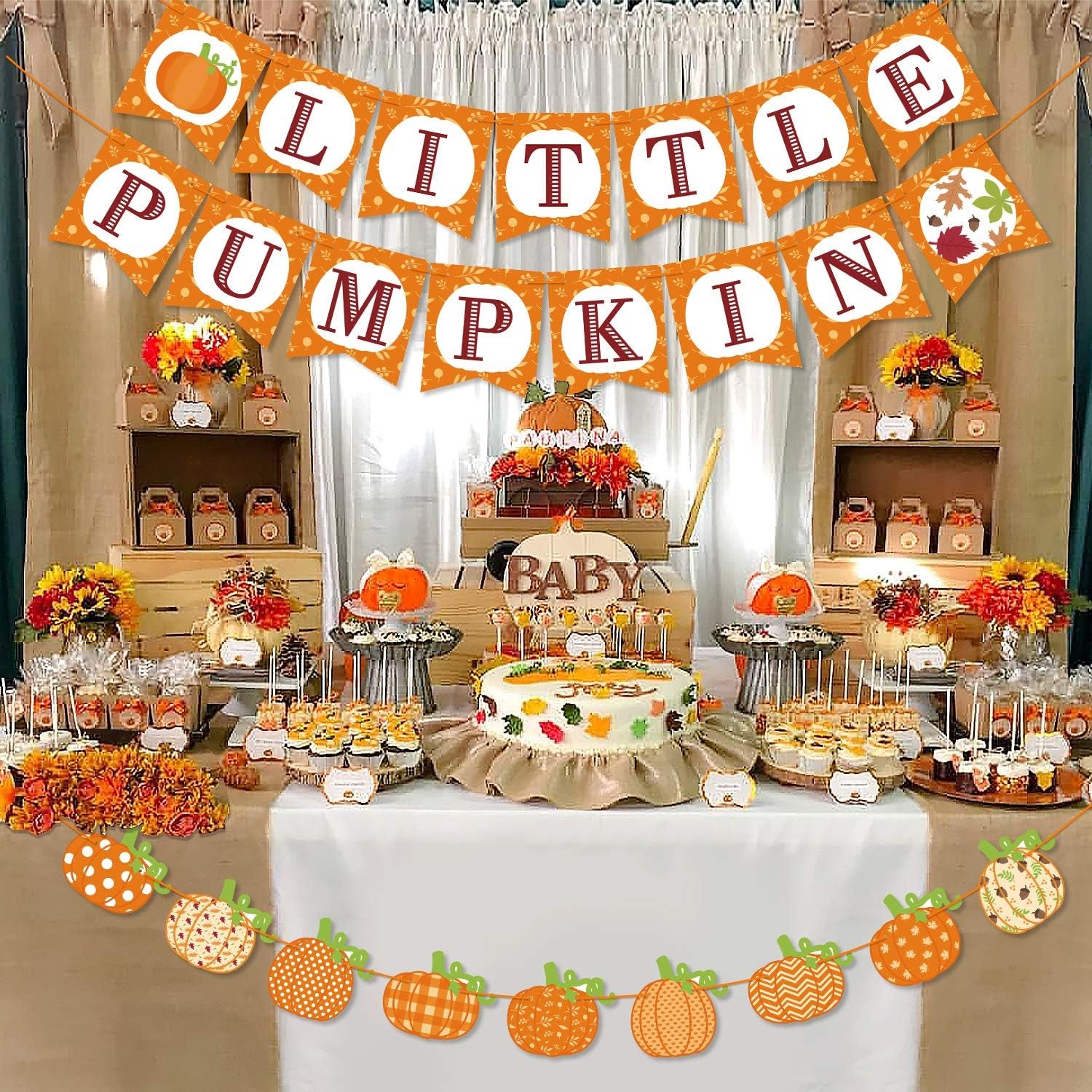 Little Pumpkin Banner, the Cutest Pumpkin in the Patch Welcome Little Pumpkin for Fall Baby Shower Baby Boys Girls Birthday Party Supplies