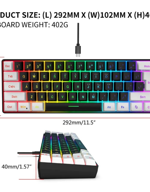 Load image into Gallery viewer, Gaming Keyboard, Quiet Computer Keyboard USB 61-Key Gaming Keypad Ergonomic Streamlined Design Keyboard
