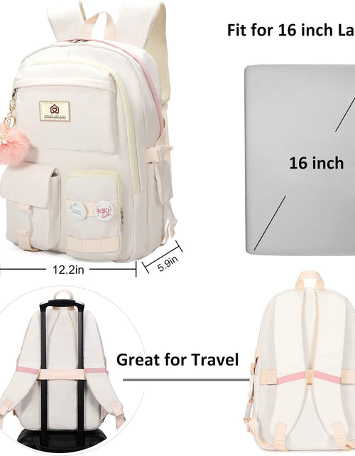 Load image into Gallery viewer, Laptop Backpacks 15.6 Inch School Bag College Backpack anti Theft Travel Daypack Large Bookbags for Teens Girls Women Students (Off-White)
