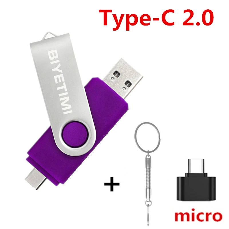 Type C  Usb Flash Drives 2.0 128Gb Pendrive 64Gb Флэш-Накопител Stick 32G 16Gb Type-C Pen Drive 4G for Phone PC Gift