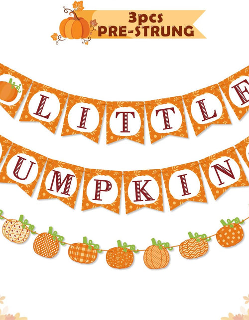 Load image into Gallery viewer, Little Pumpkin Banner, the Cutest Pumpkin in the Patch Welcome Little Pumpkin for Fall Baby Shower Baby Boys Girls Birthday Party Supplies
