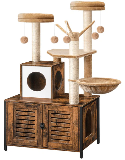 Load image into Gallery viewer, Burslem 52&#39;&#39; Cat Tree with Litter Box Enclosure
