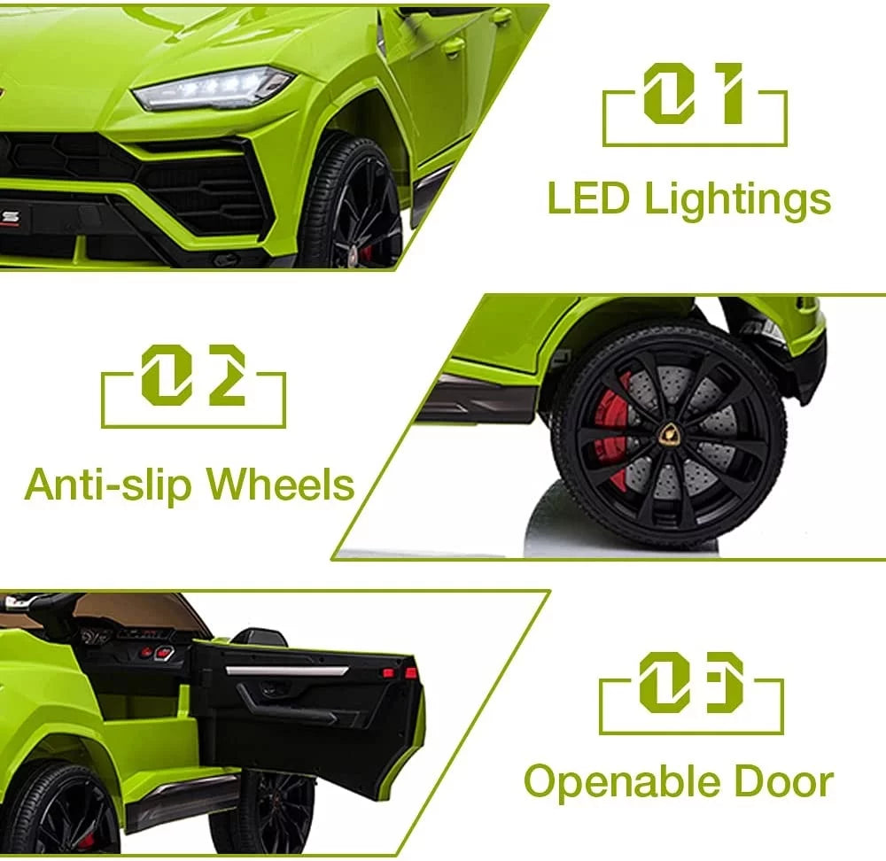 Lamborghini Urus 12V Electric Powered Ride on Car Toys for Girls Boys, Black Kids Electric Vehicles Ride on Toys with Remote Control, Foot Pedal, MP3 Player and LED Headlights, CL61