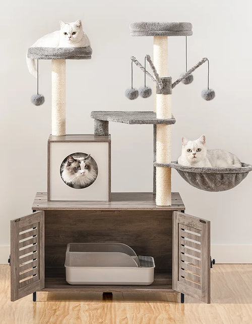 Load image into Gallery viewer, Burslem 52&#39;&#39; Cat Tree with Litter Box Enclosure
