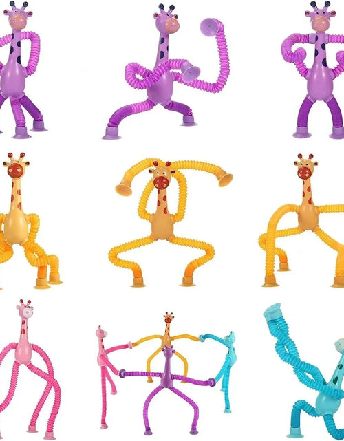 Load image into Gallery viewer, 4 Pack Telescopic Suction Cup Giraffe Toy Sensory Tubes for Boys Girls Autistic Travel Toys for Christmas Gift
