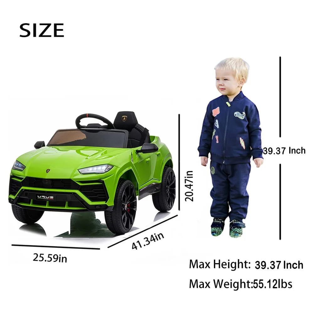 Lamborghini Urus 12V Electric Powered Ride on Car Toys for Girls Boys, Black Kids Electric Vehicles Ride on Toys with Remote Control, Foot Pedal, MP3 Player and LED Headlights, CL61