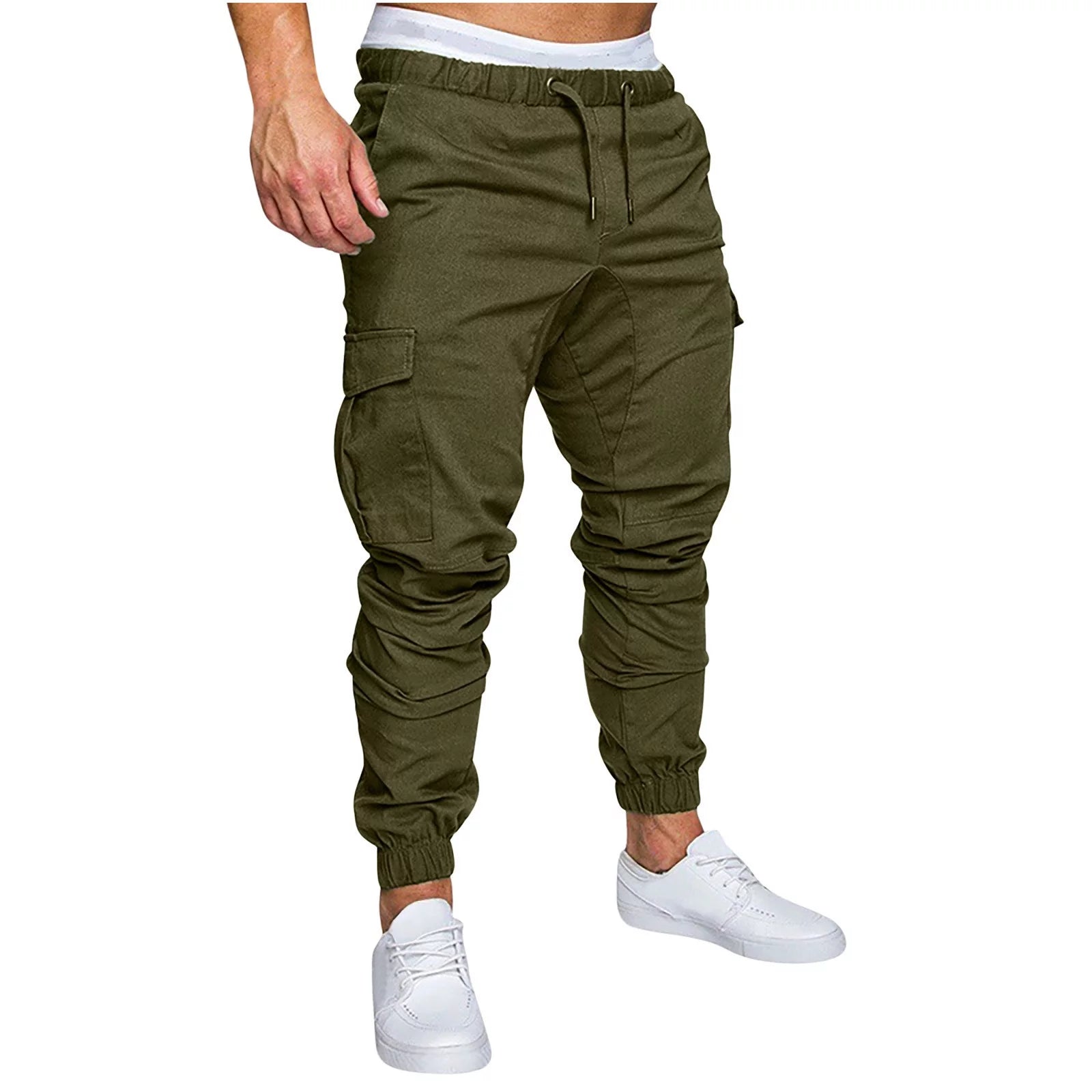 Mens Fashion Joggers Sports Pants Casual Cotton Cargo Pants Gym Sweatpants Trousers Mens Long Pants with Pocket on Clearance